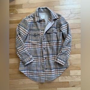 Joie Brown and Cream Plaid Shirt Jacket “Shacket” XS